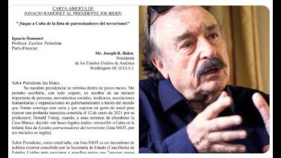 Crece el respaldo internacional a la solicitud realizada por el prestigioso periodista Ignacio Ramonet