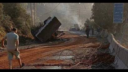 Destrozos causados por el bombardeo israeli a localidades sirias