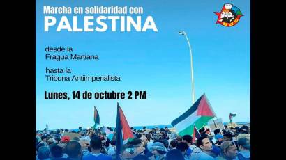 Jóvenes cubanos marcharán hoy es apoyo a Palestina