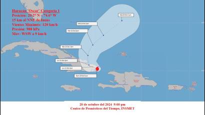 Huracán Oscar 900 p.m. del domingo 20 de octubre de 2024