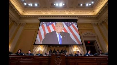 Imagen de archivo del entonces expresidente Donald Trump durante una audiencia del comité selecto para investigar el ataque del 6 de enero al Capitolio de los Estados Unidos.