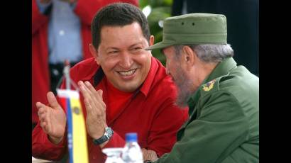 Hugo Chávez Frías y Fidel Castro