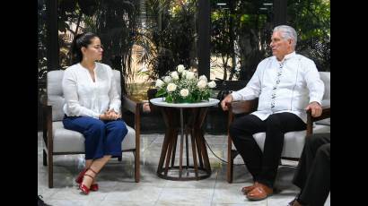 Encuentro de Miguel Díaz-Canel con Carolina Rangel Gracida, secretaria general del Movimiento de Regeneración Nacional (MORENA)