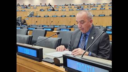 Ernesto Soberón, representante permanente de Cuba ante la ONU, durante su intervención en el Comité de Alto Nivel sobre Cooperación Sur-Sur.