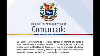 Cuba y Venezuela ratifican unidad ante agresiones de Estados Unidos