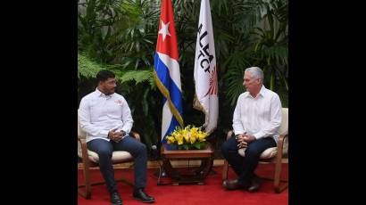 Miguel Díaz-Canel Bermúdez sostuvo un amistoso encuentro con el secretario ejecutivo de la Alianza Bolivariana para los Pueblos de Nuestra América-Tratado de Comercio de los Pueblos (ALBA-TCP).