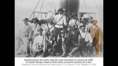 Expedicionarios del cuarto viaje del vapor Dauntless en octubre de 1896