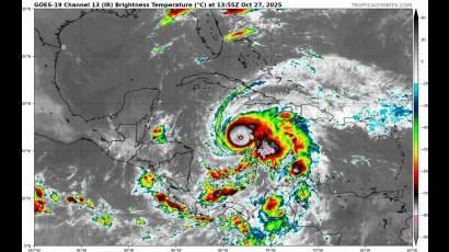 Imagen satelital del huracán Melissa