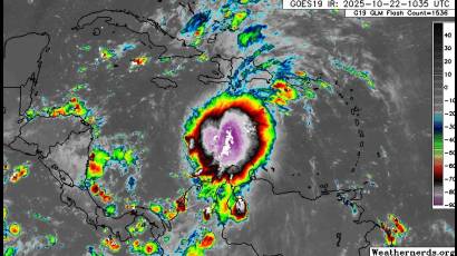 Imagen satelital de la tormenta tropical Melissa