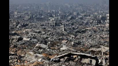 Destrucción en la zona llamada línea amarilla, en el vecindario de Shujaiya, en la ciudad de Gaza, en noviembre de 2025, una de las recientes atrocidades del régimen sionista.