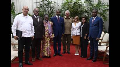 Encuentro de Miguel Díaz-Canel con Denis Christel Sassou, ministro de Cooperación Internacional y Promoción de la Asociación Público-Privada del Congo