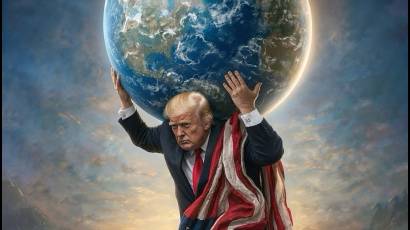 El sábado, en su red propia (Truth Social), Donald Trump publicó esta imagen suya como si fuera Atlas sosteniendo el planeta.
