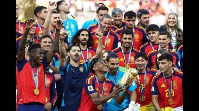 España celebra su Copa Mundial de Fútbol.