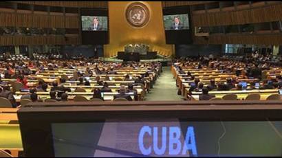 Diálogo y solicitud de Cuba en la Asamblea General de las Naciones Unidas hoy 7 de julio