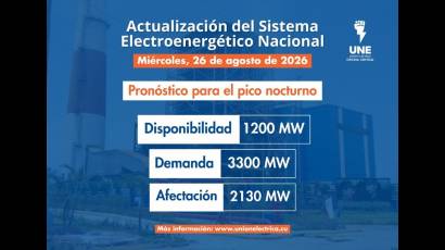 Pronóstico de la UNE para el miércoles 26 de agosto de 2026.