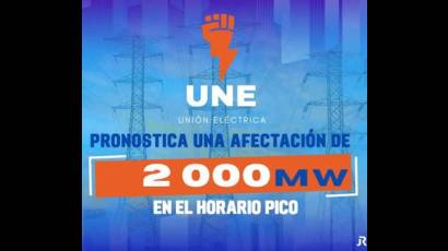 Incidencias del Sistema Electroenergético Nacional en la presente jornada, según reporte de la Unión Eléctrica de Cuba.
