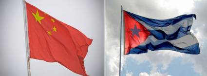 Banderas de Cuba y China