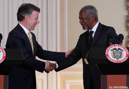 El presidente Santos pidió a Kofi Annan acompañar el proceso de paz