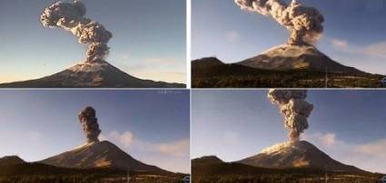 Explosión del Popocatépetl hace cimbrar edificaciones en la localidad mexicana de  Puebla