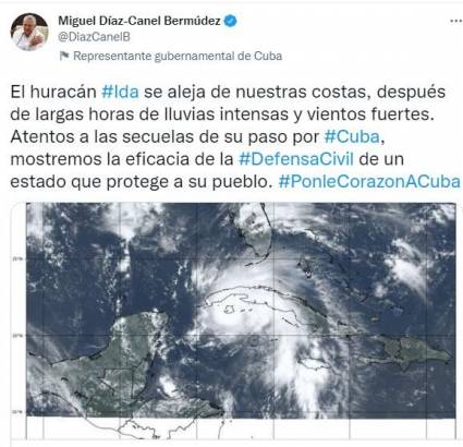 Tuit del Presidente de Cuba