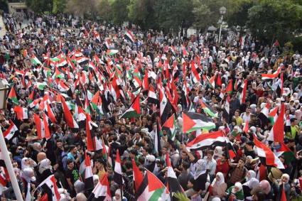 Varias manifestaciones tienen lugar en Siria para apoyar al pueblo palestino