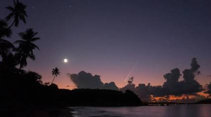 El cometa A3 visto desde la isla de Vieques, Puerto Rico, en la mañana del 30 de septiembre de 2024. Su mayor aproximación a la Tierra será el 12 de octubre, cuando será visible a simple vista por la tarde.