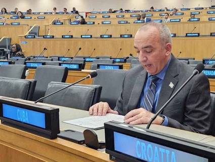 Ernesto Soberón, representante permanente de Cuba ante la ONU, durante su intervención en el Comité de Alto Nivel sobre Cooperación Sur-Sur.
