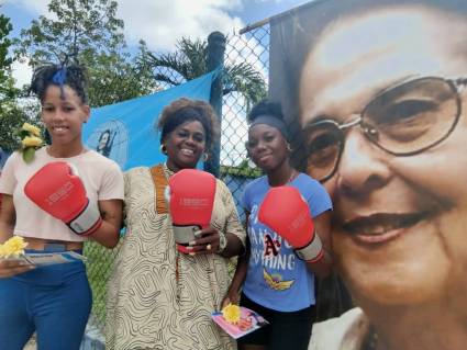 Integrantes del equipo femenino agramontino de boxeo