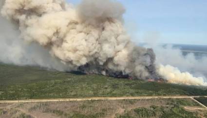 El humo se eleva desde un incendio forestal