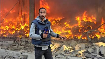 Anas al Sharif en uno de sus reportes