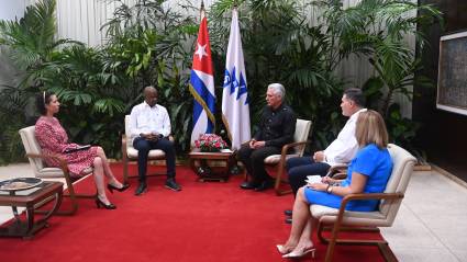 Miguel Díaz-Canel Bermúdez junto al señor Lesly David