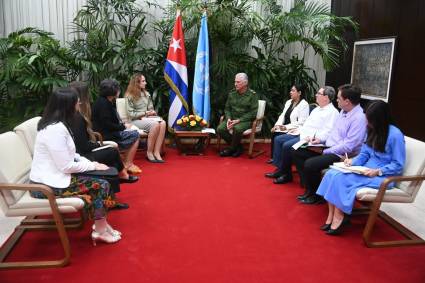 Miguel Díaz-Canel Bermúdez, al dar la bienvenida a la relatora especial del Consejo de Derechos Humanos sobre Medidas Coercitivas Unilaterales, Alena Douhan