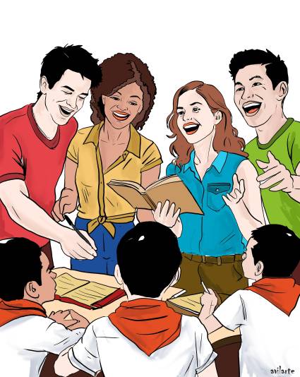 Jóvenes universitarios han decidido volcarse hoy para combinar los estudios diarios con las horas, energías y creatividad para educar a otros.