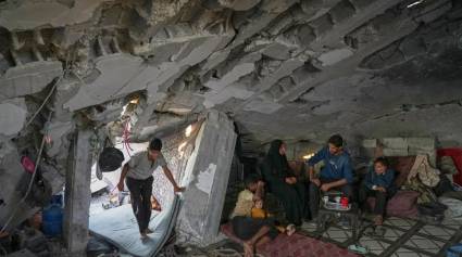 Los escombros han sido refugio para muchas familias de Gaza.