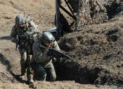 Soldados rusos en las zonas de la operación militar