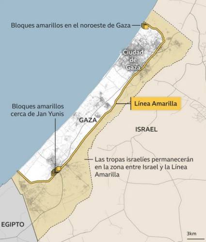 Mapas israelíes delinean una zona de control militar ampliada