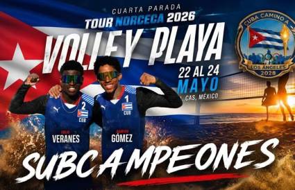 La dupla cubana de voleibol de playa, Damián Gómez y Eblis Veranes. 