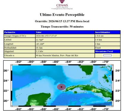 Sismo perceptible en el occidente del país