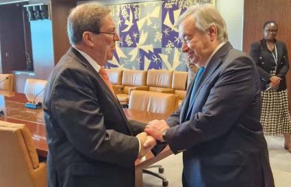 Dos días después de sesión de la Asamblea Secretario General de la ONU recibió a Canciller cubano