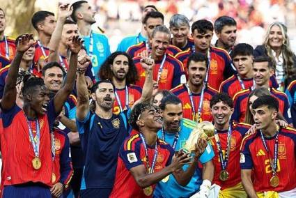 España celebra su Copa Mundial de Fútbol.
