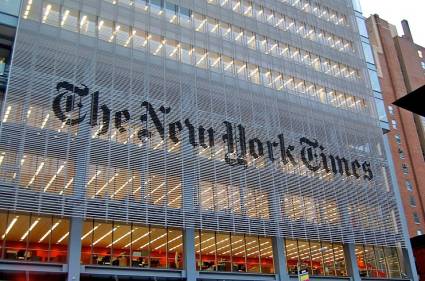 Fachada del edificio del diario The New York Times en Manhattan.