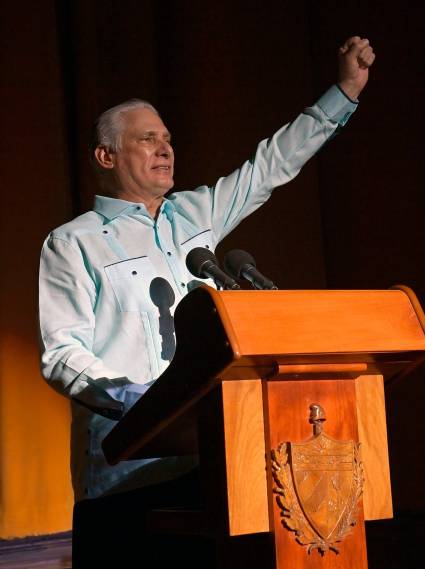 Miguel Mario Díaz-Canel Bermúdez, Primer Secretario del Comité Central del Partido Comunista de Cuba y Presidente de la República, en el acto político cutural por el Centenario de Fidel y la clausura del I Coloquio Internacional Fidel: legado y futuro